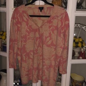 Talbots Cashmere Dusty Pink Floral Sweater